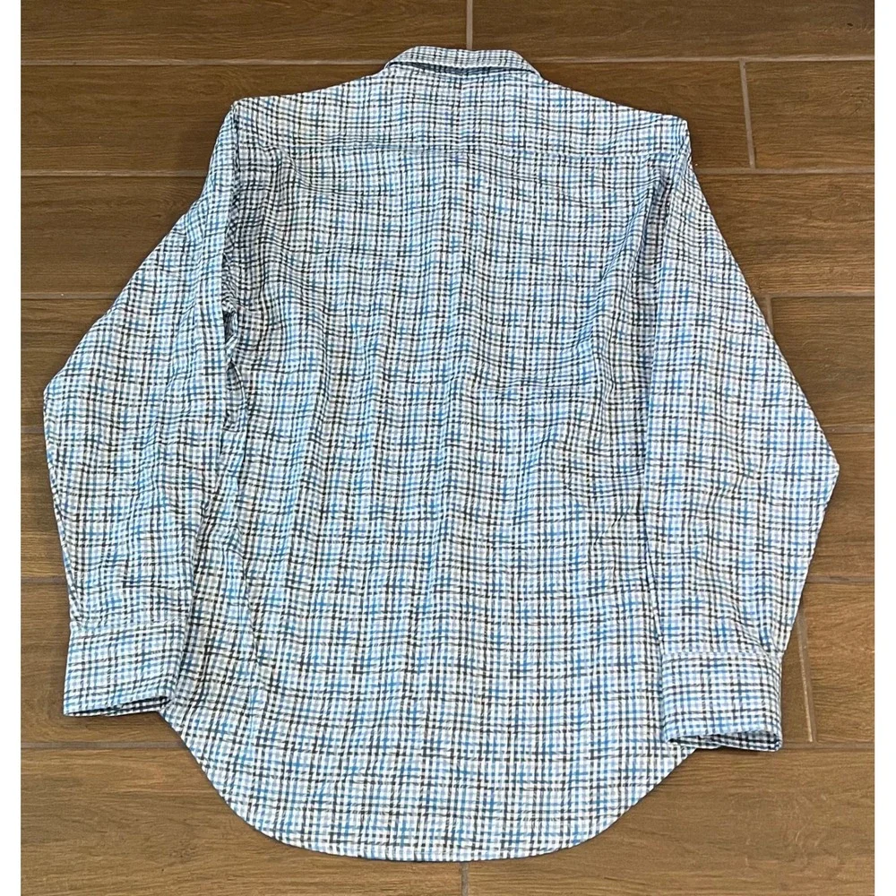 Robert Graham Mens Large Blue Plaid Paisley Jacquard Button Down Shirt L/S L - Picture 7 of 10